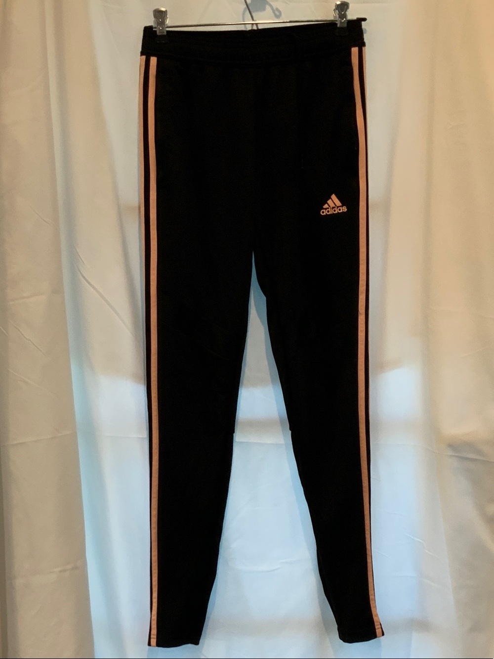 adidas Black Leggings with Pink Side Stripes